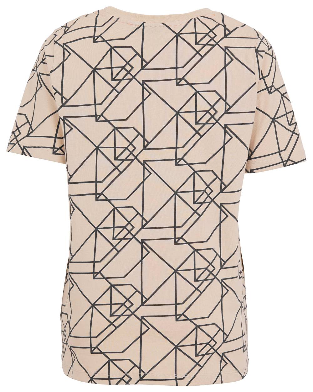 Light Beige/Coal Black Coloured Didriksons Unni Womens Printed T-Shirt On A White Background 