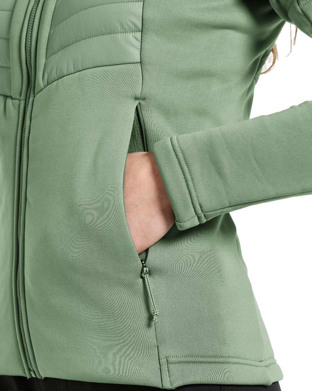 Light Moss Coloured Didriksons Womens Annema Full Zip 6 on White Background