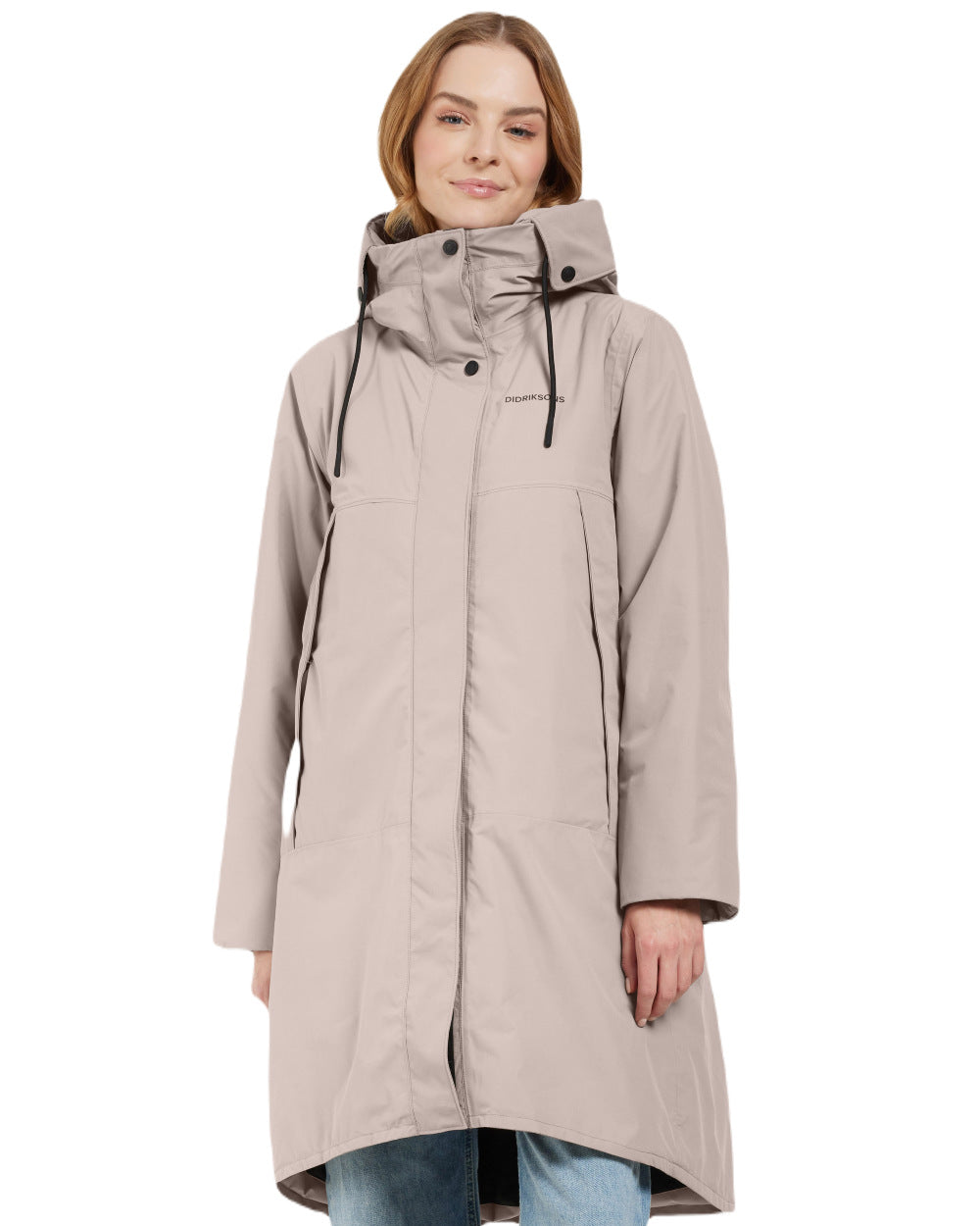Ash Brown Coloured Didriksons Womens Elissa Parka On A White Background