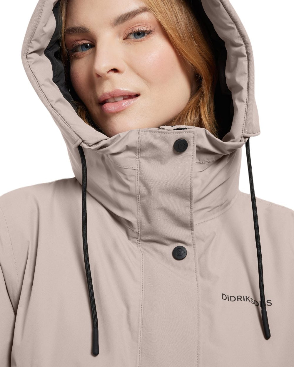 Ash Brown Coloured Didriksons Womens Elissa Parka On A White Background