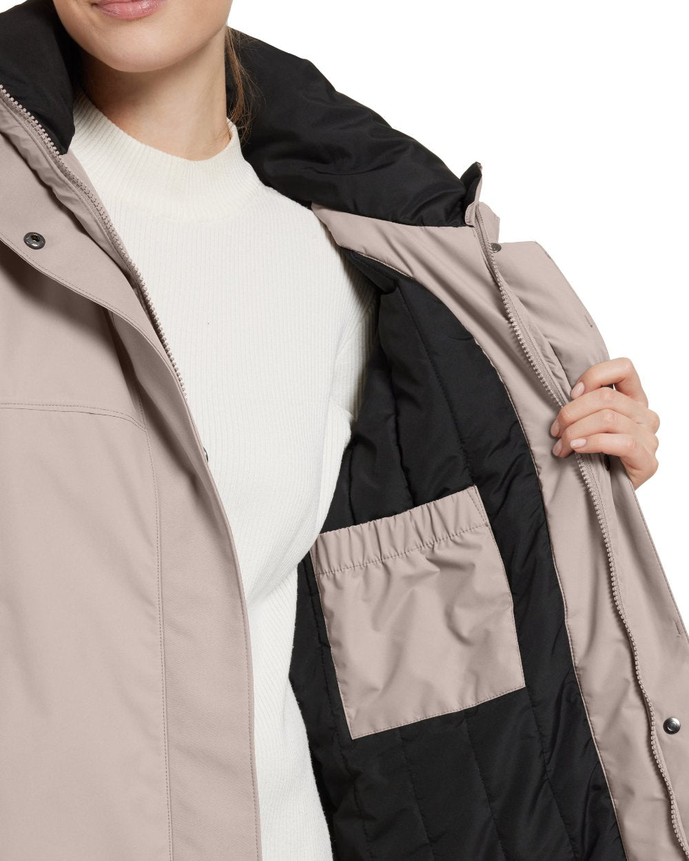 Ash Brown Coloured Didriksons Womens Elissa Parka On A White Background
