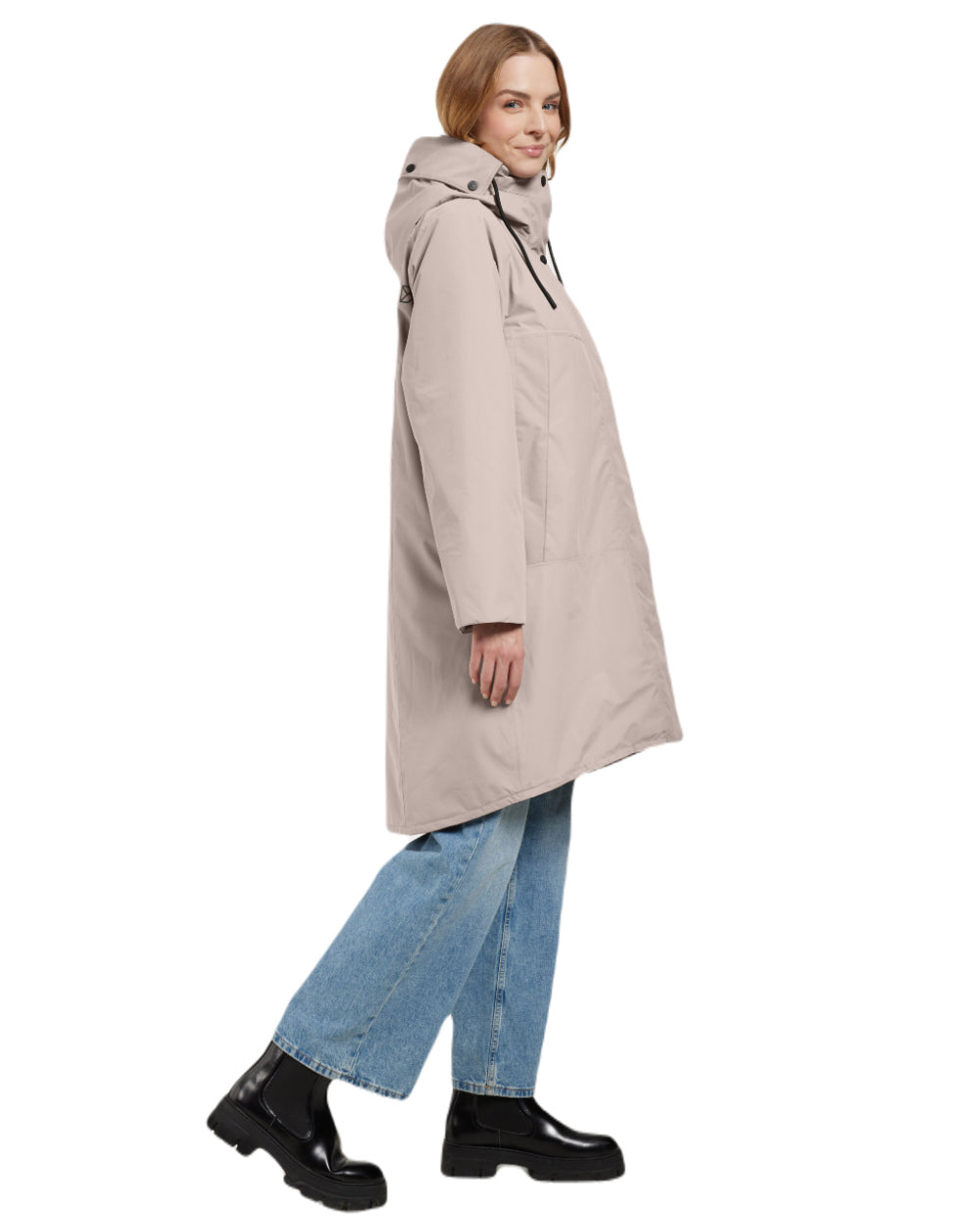 Ash Brown Coloured Didriksons Womens Elissa Parka On A White Background