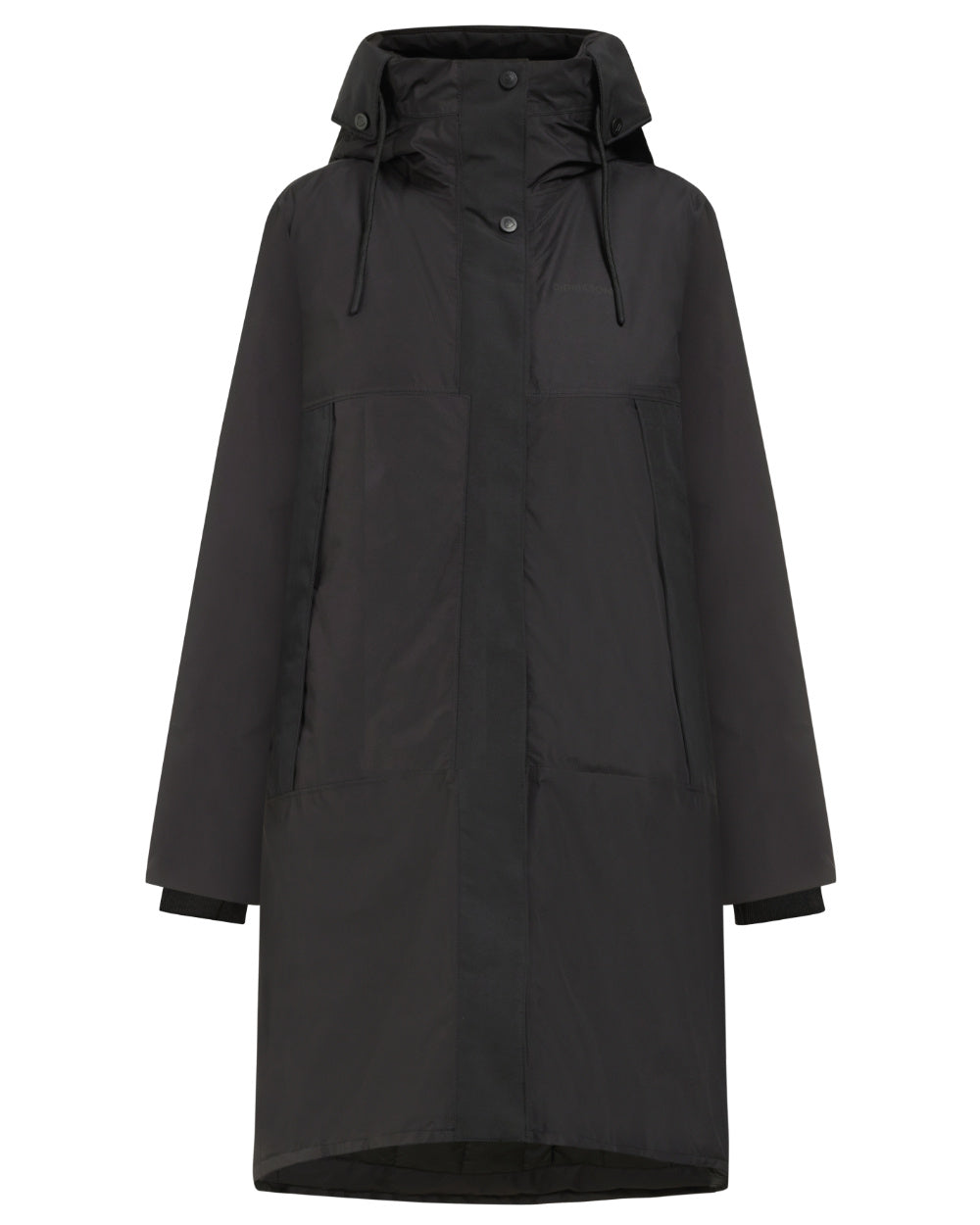 Black Coloured Didriksons Womens Elissa Parka On A White Background