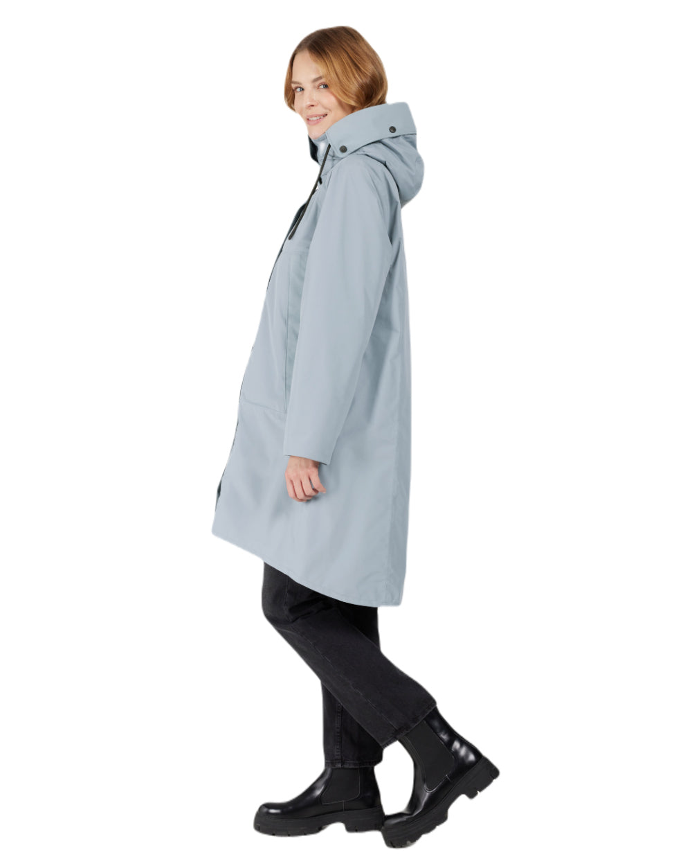 Factory Blue Coloured Didriksons Womens Elissa Parka On A White Background