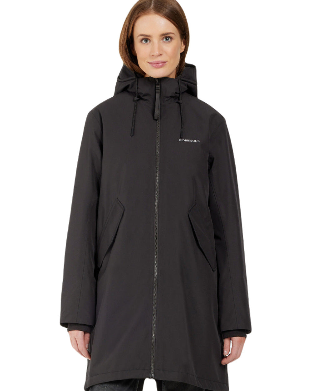 Black Coloured Didriksons Womens Fia Parka On A White Background