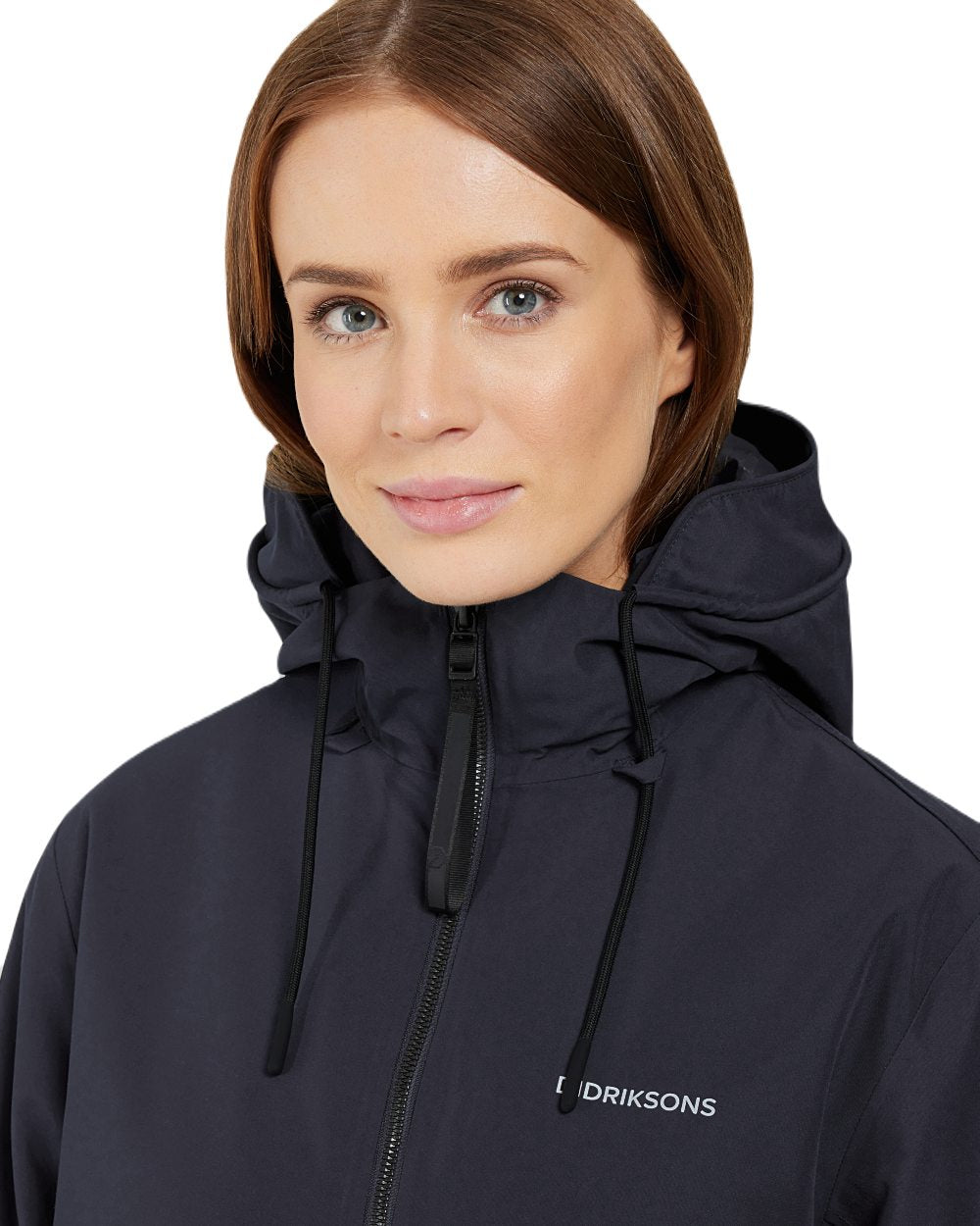 Dark Night Blue Coloured Didriksons Womens Fia Parka On A White Background
