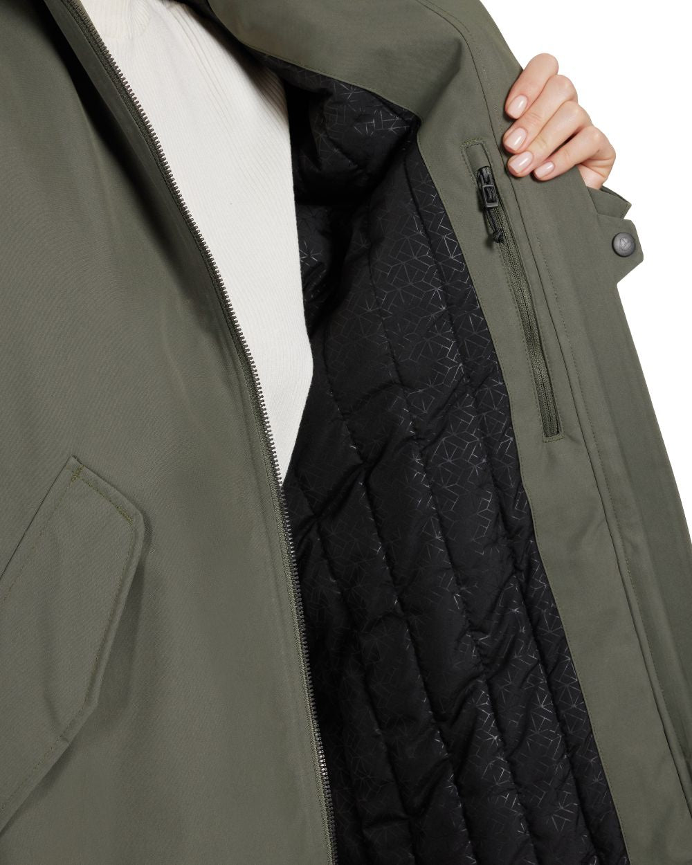 Deep Green Coloured Didriksons Womens Fia Parka On A White Background
