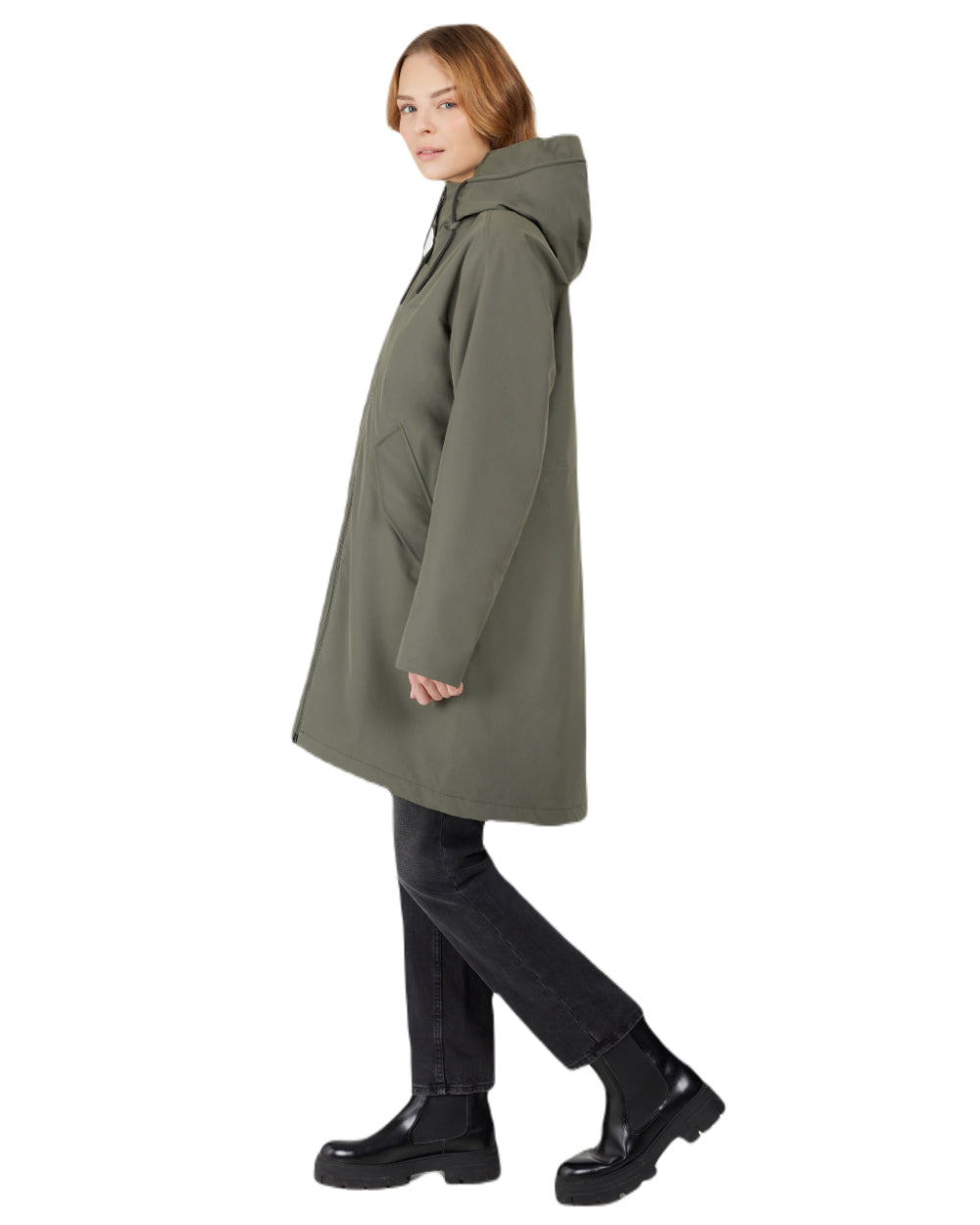 Deep Green Coloured Didriksons Womens Fia Parka On A White Background