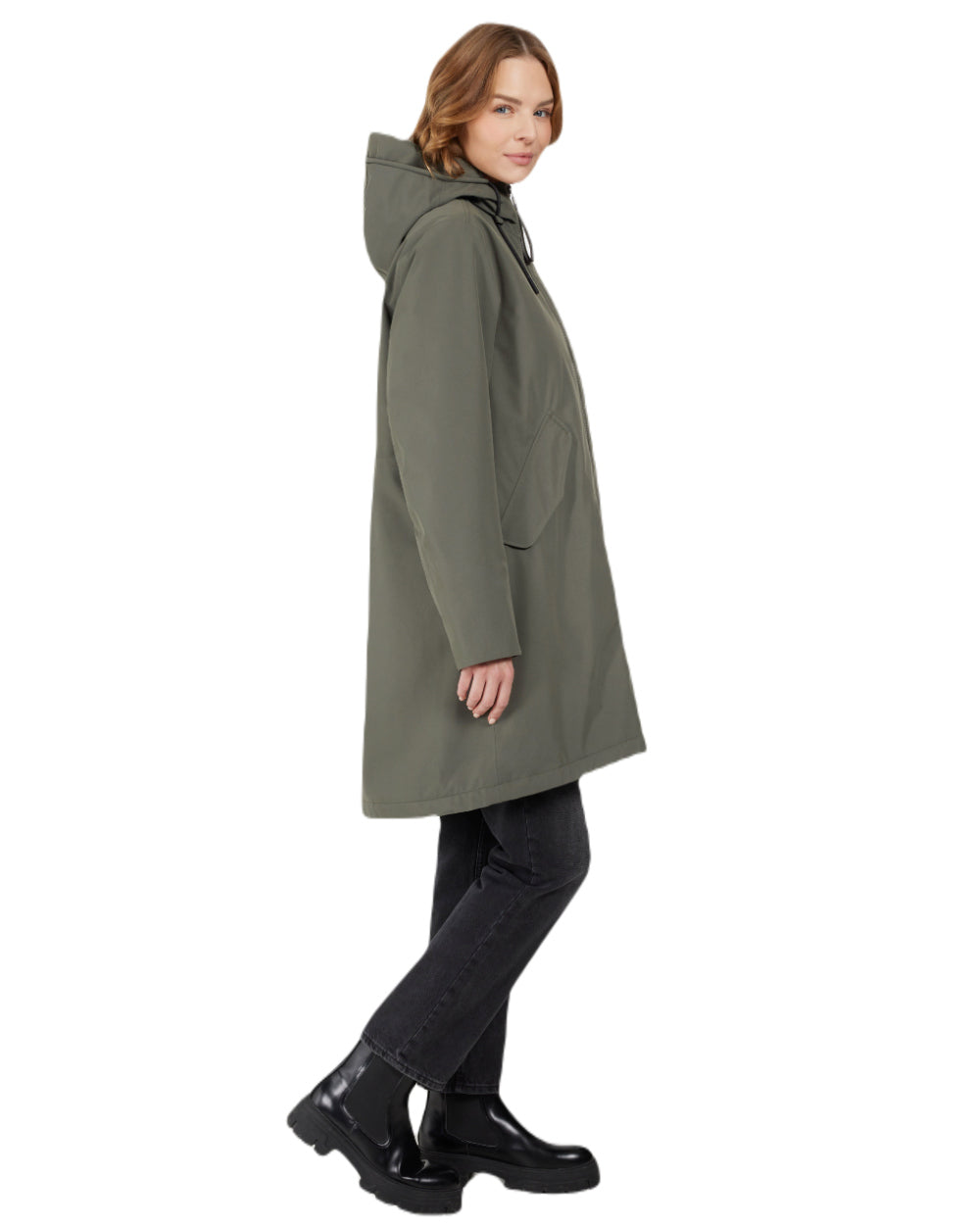 Deep Green Coloured Didriksons Womens Fia Parka On A White Background