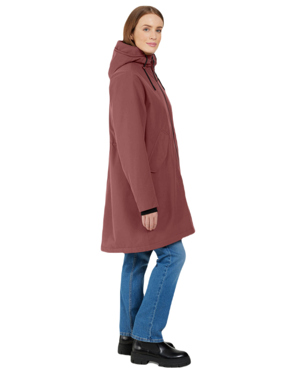 Old Rust Coloured Didriksons Womens Fia Parka On A White Background