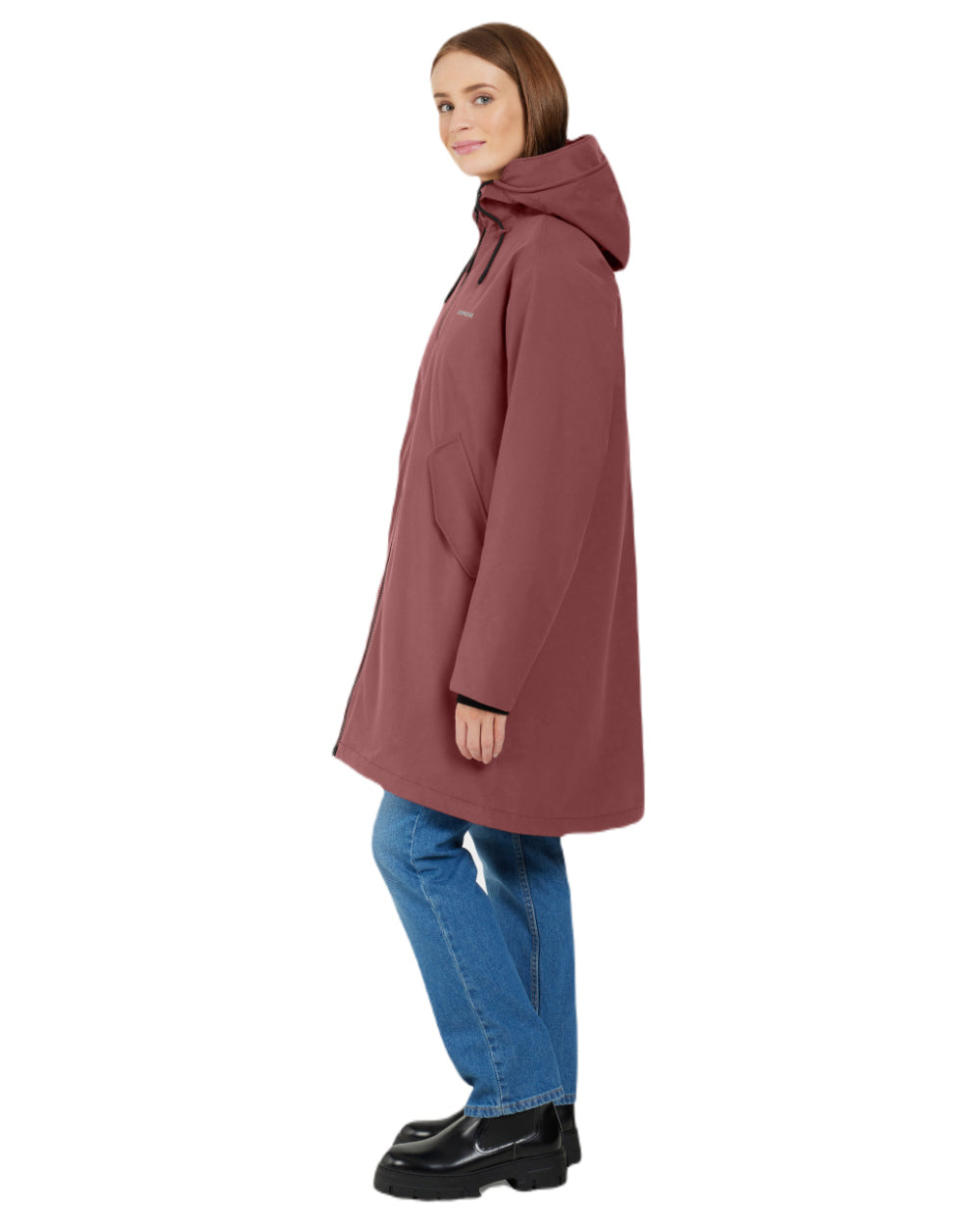 Old Rust Coloured Didriksons Womens Fia Parka On A White Background
