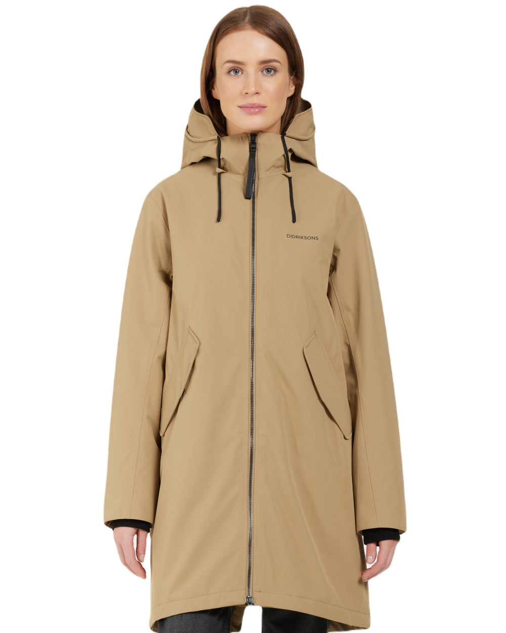 Wood Coloured Didriksons Womens Fia Parka On A White Background