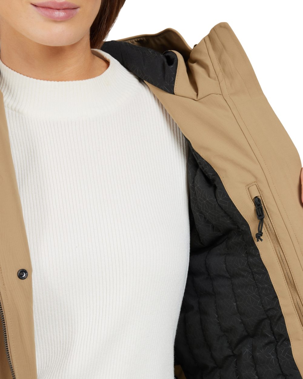 Wood Coloured Didriksons Womens Fia Parka On A White Background