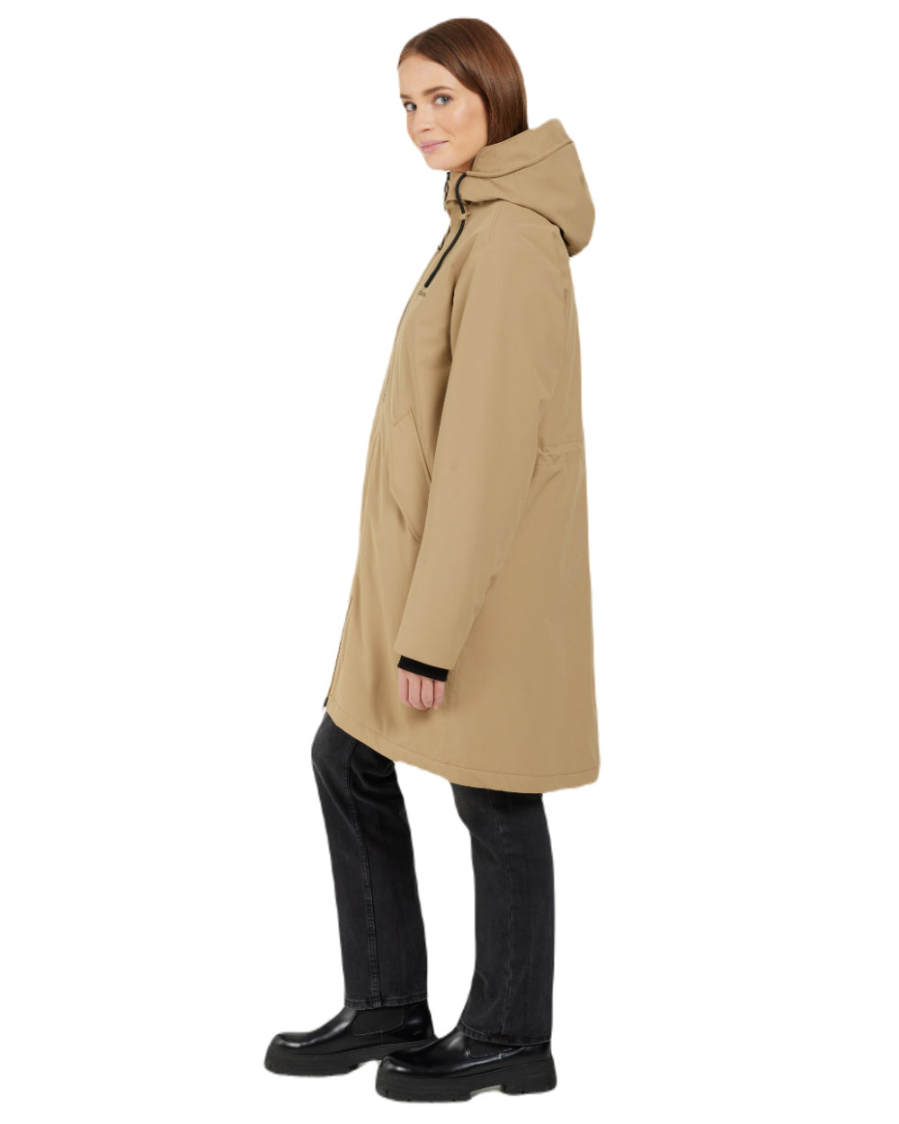 Wood Coloured Didriksons Womens Fia Parka On A White Background
