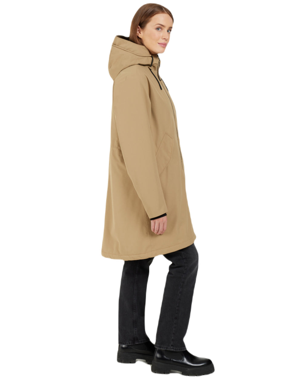 Wood Coloured Didriksons Womens Fia Parka On A White Background