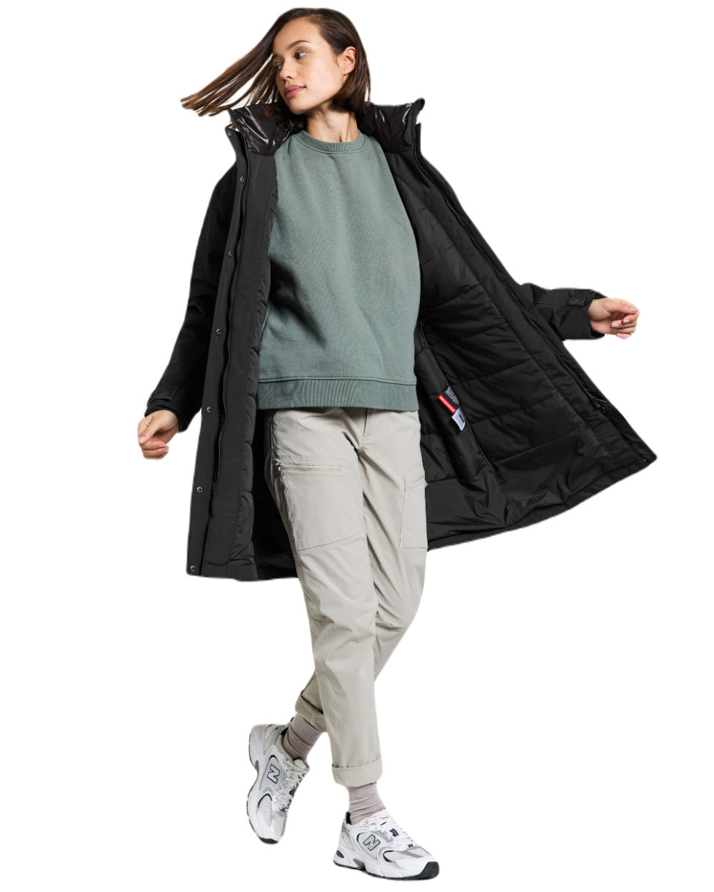 Black Coloured Didriksons Womens Ilsa Parka On A White Background