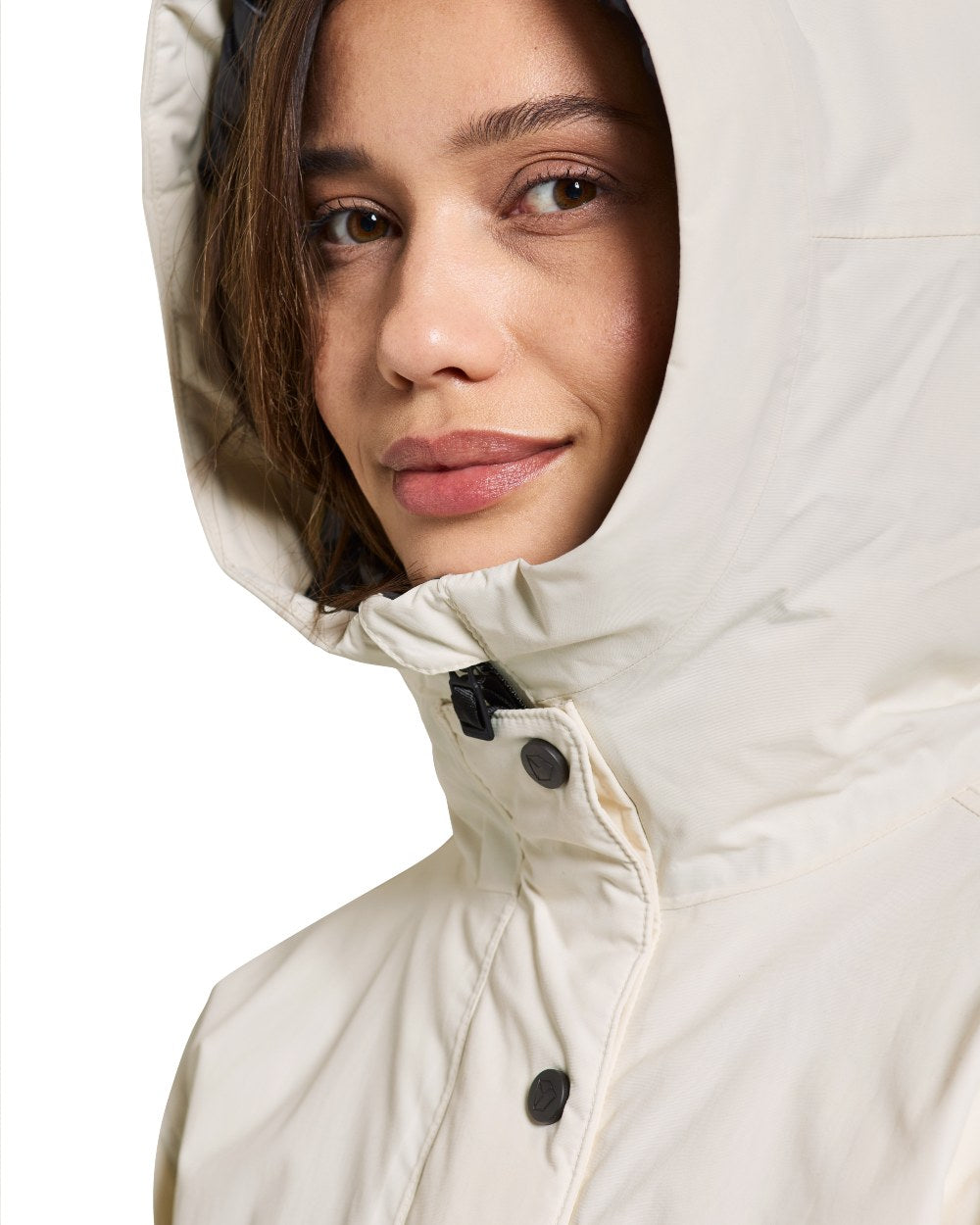 White Foam Coloured Didriksons Womens Ilsa Parka On A White Background