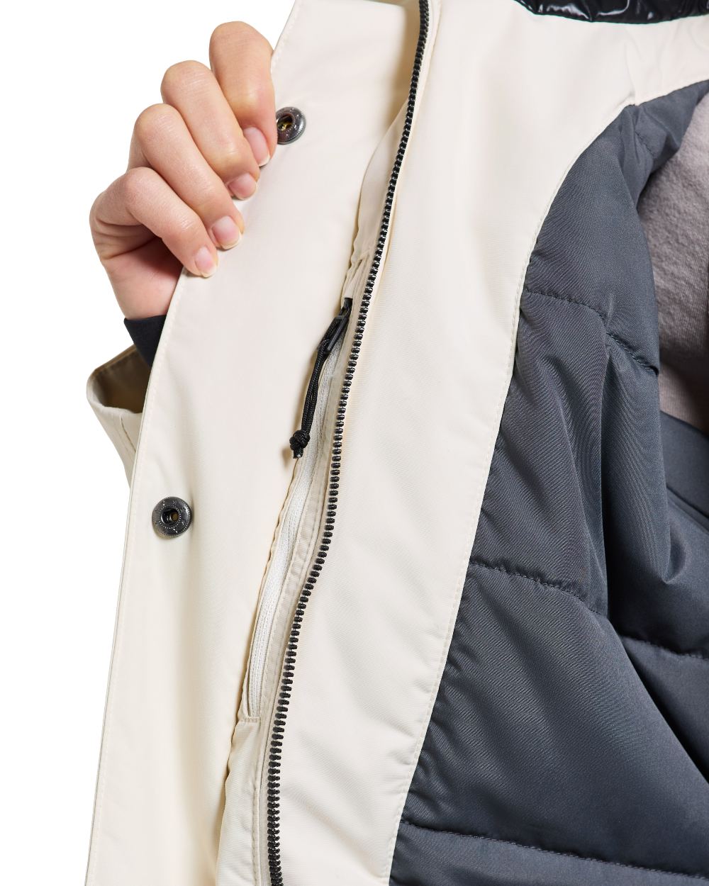 White Foam Coloured Didriksons Womens Ilsa Parka On A White Background