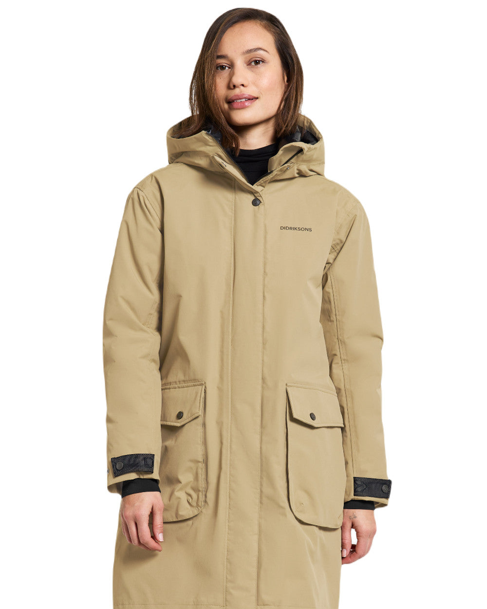 Wood Coloured Didriksons Womens Ilsa Parka On A White Background