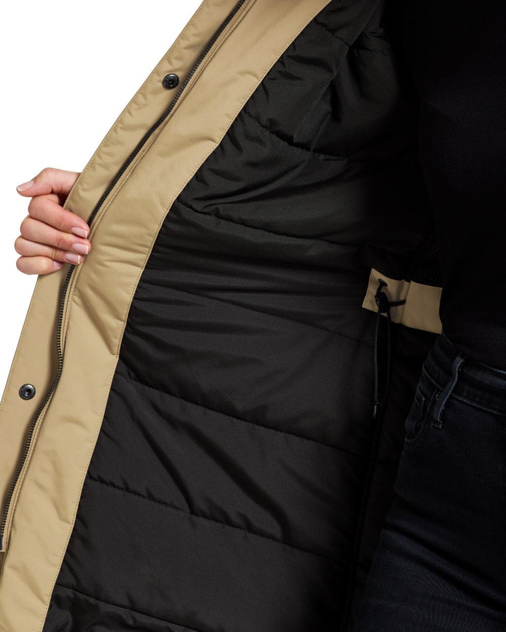 Wood Coloured Didriksons Womens Ilsa Parka On A White Background