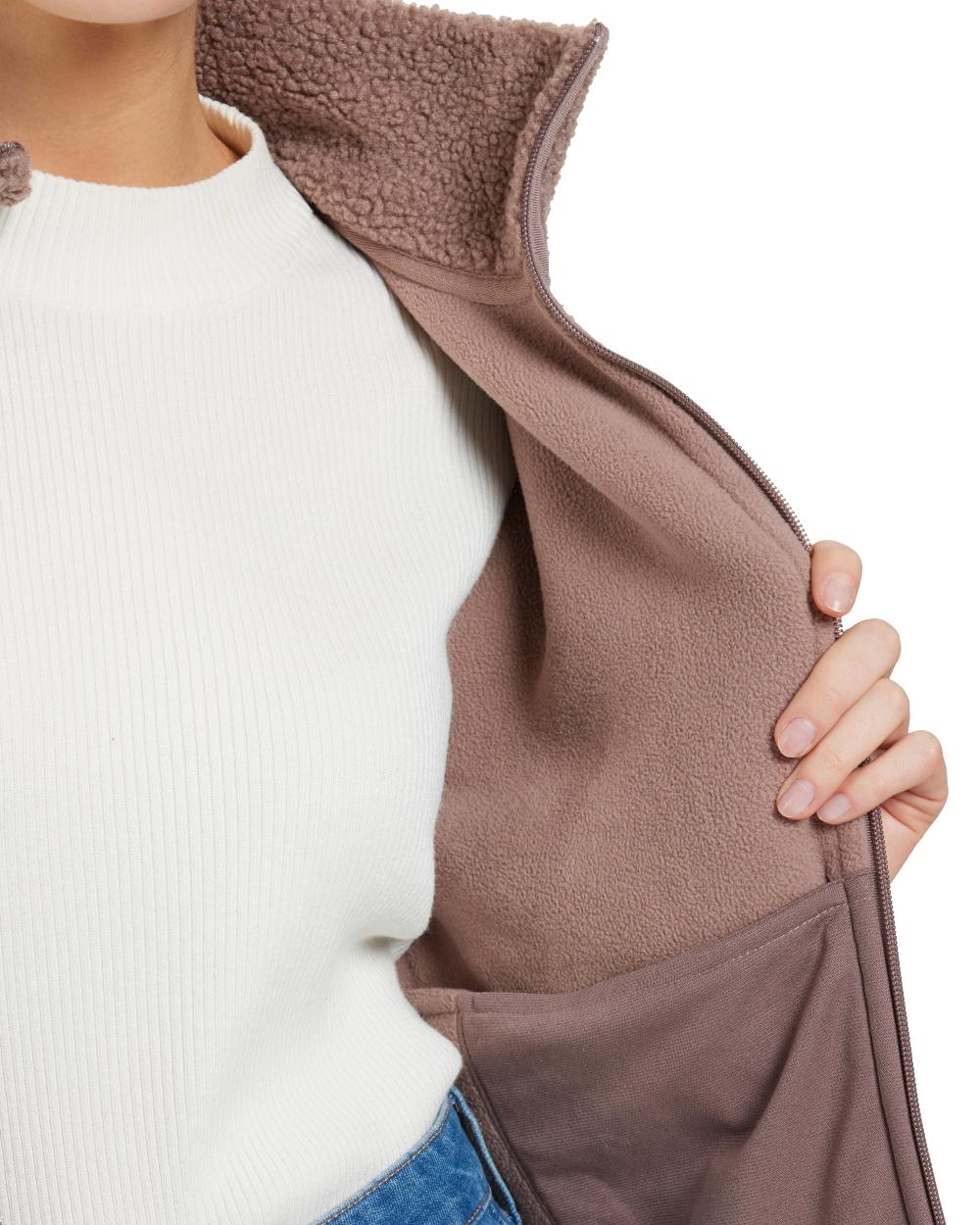 Bark Coloured Didriksons Womens Mella Full Zip Jacket On A White Background