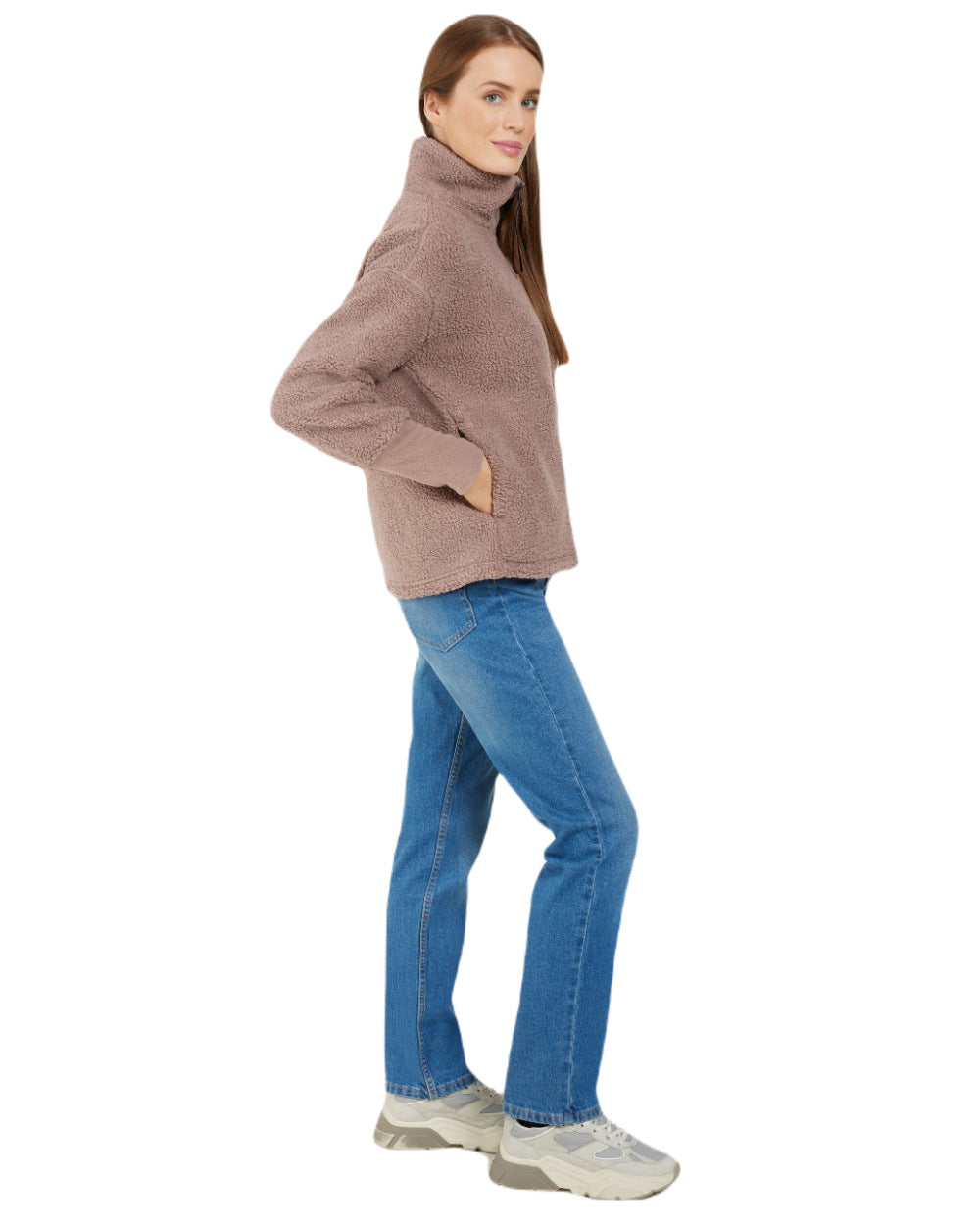 Bark Coloured Didriksons Womens Mella Full Zip Jacket On A White Background