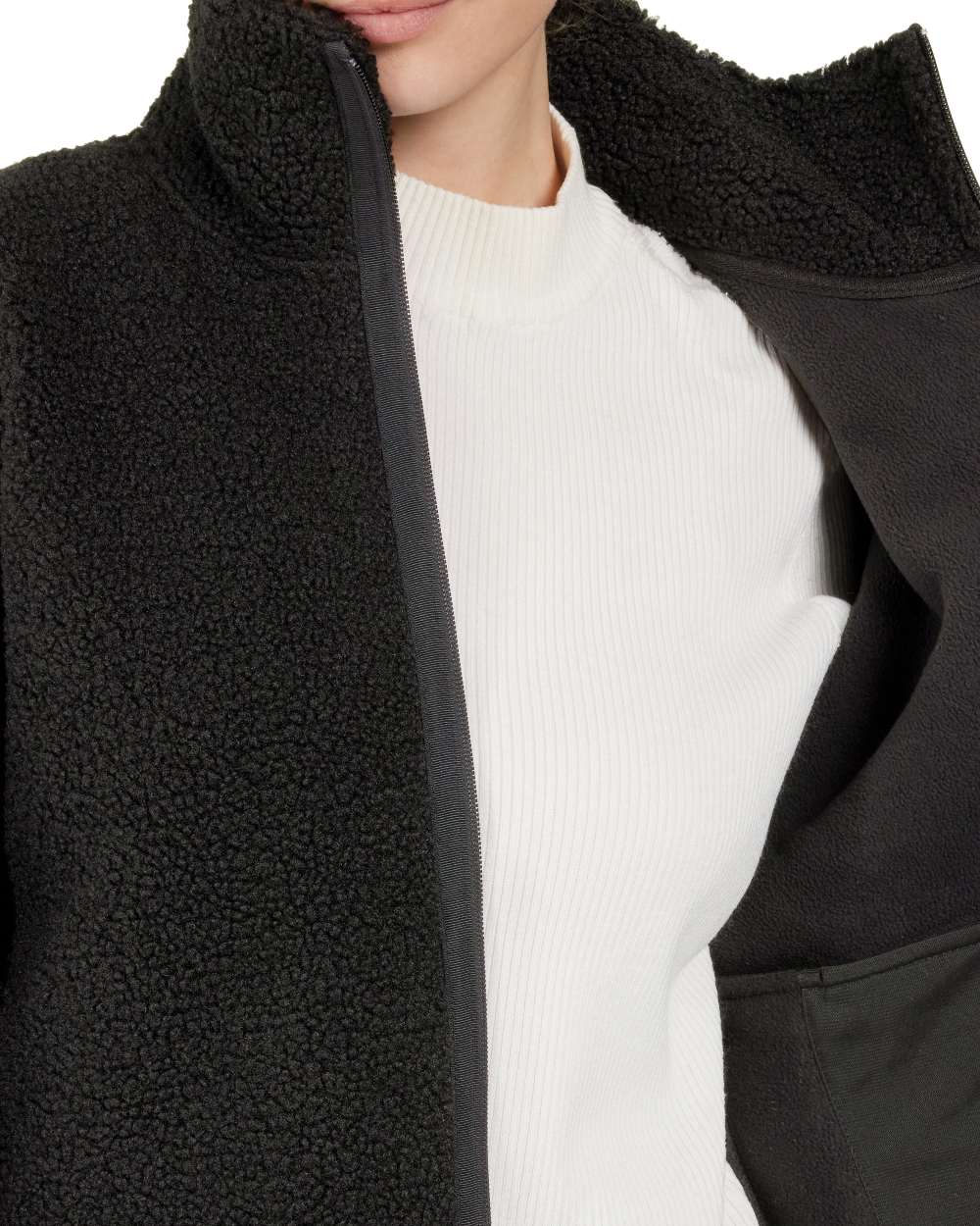Black Coloured Didriksons Womens Mella Full Zip Jacket On A White Background