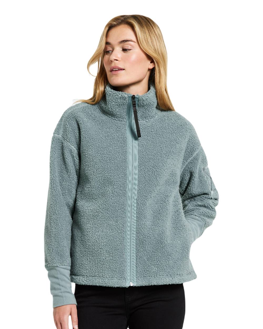 Factory Blue Coloured Didriksons Womens Mella Full Zip Jacket on White Background