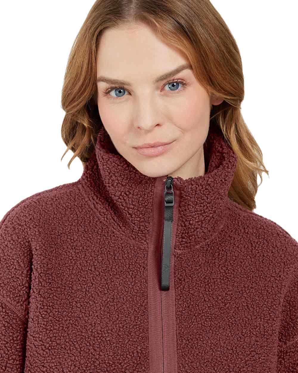 Old Rust Coloured Didriksons Womens Mella Full Zip Jacket On A White Background