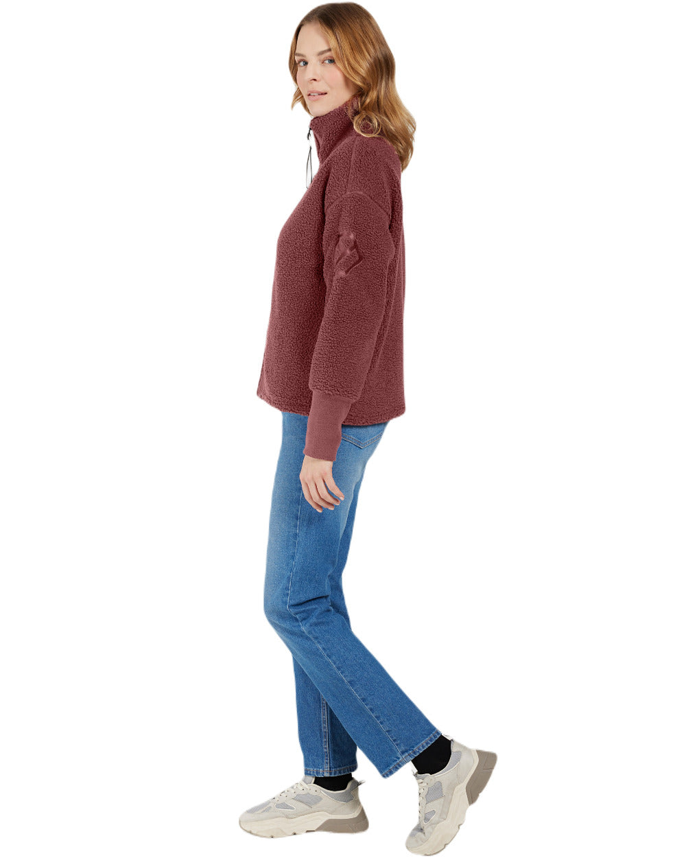 Old Rust Coloured Didriksons Womens Mella Full Zip Jacket On A White Background