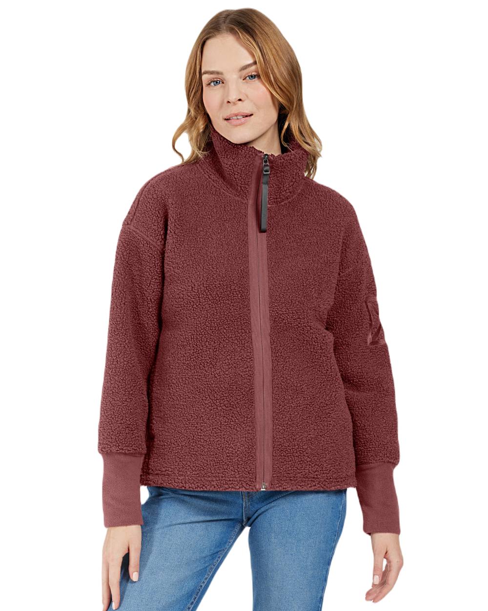Old Rust Coloured Didriksons Womens Mella Full Zip Jacket On A White Background