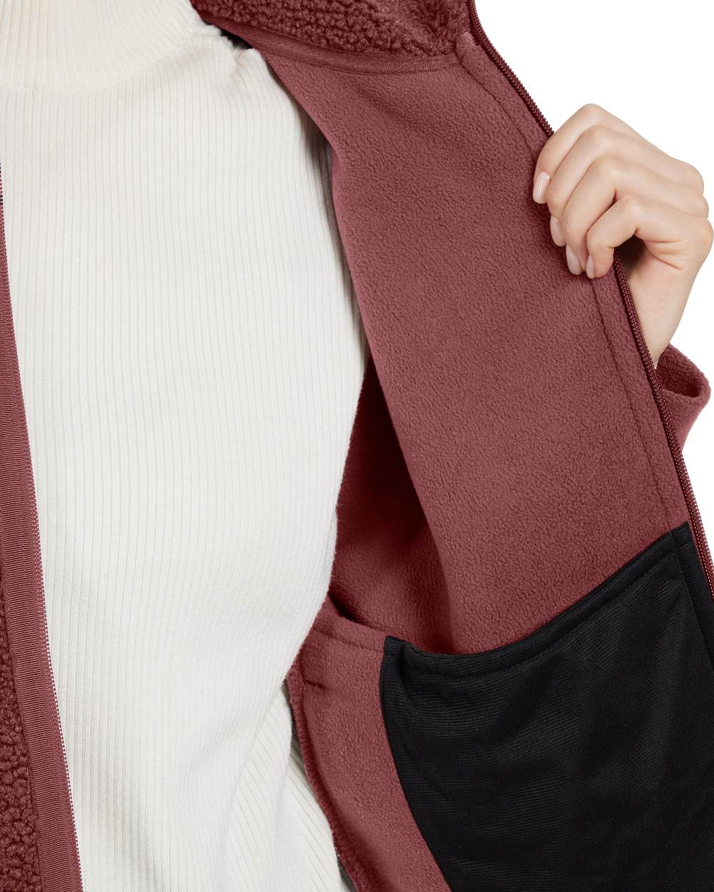 Old Rust Coloured Didriksons Womens Mella Full Zip Jacket On A White Background