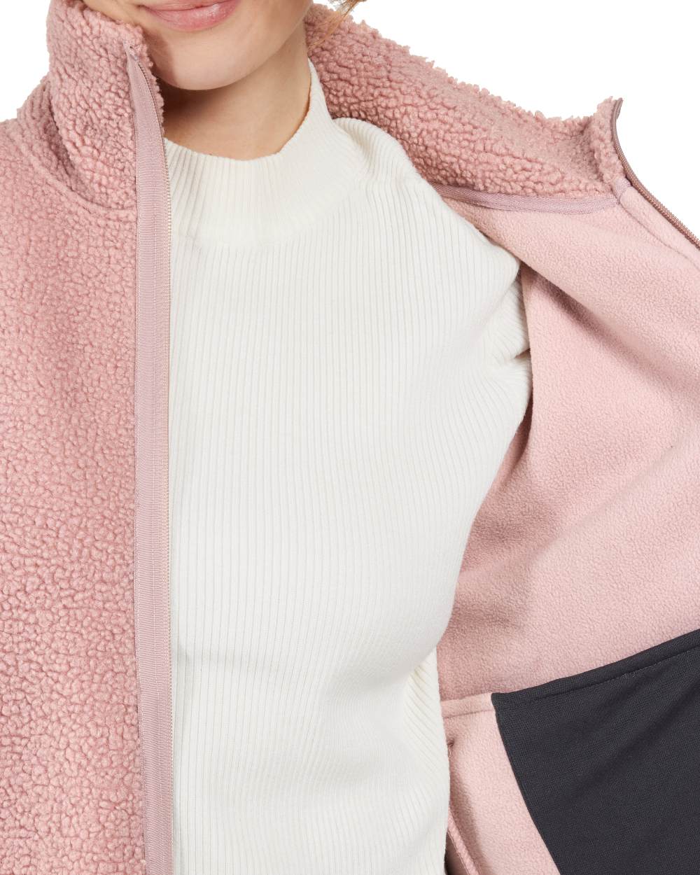Oyster Lilac Coloured Didriksons Womens Mella Full Zip Jacket On A White Background