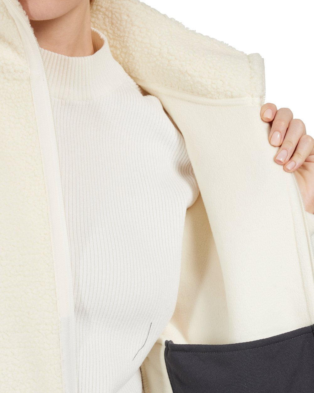 White Foam Coloured Didriksons Womens Mella Full Zip Jacket On A White Background