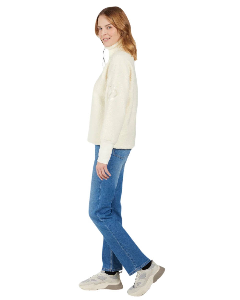 White Foam Coloured Didriksons Womens Mella Full Zip Jacket On A White Background