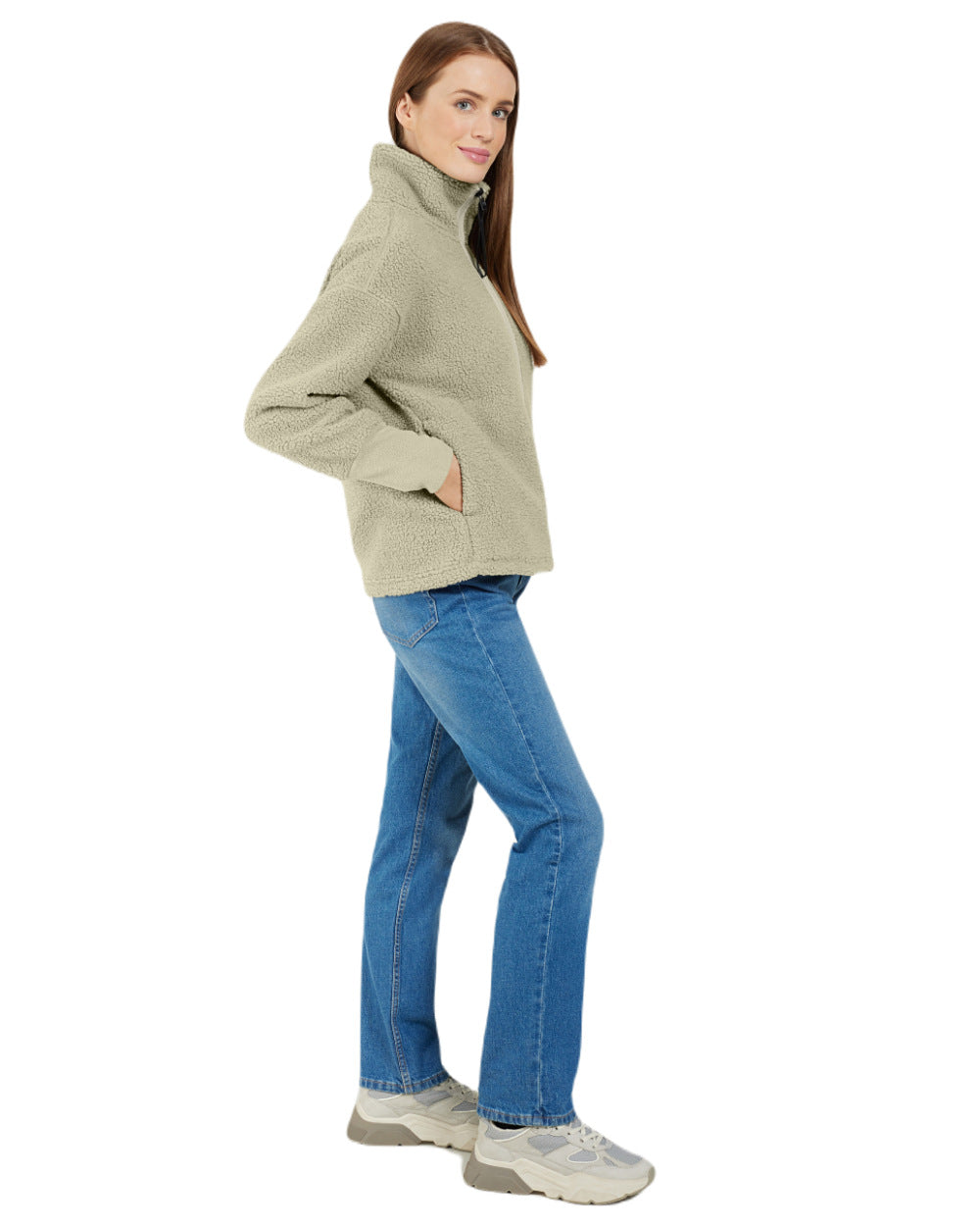 Wilted Leaf Coloured Didriksons Womens Mella Full Zip Jacket On A White Background
