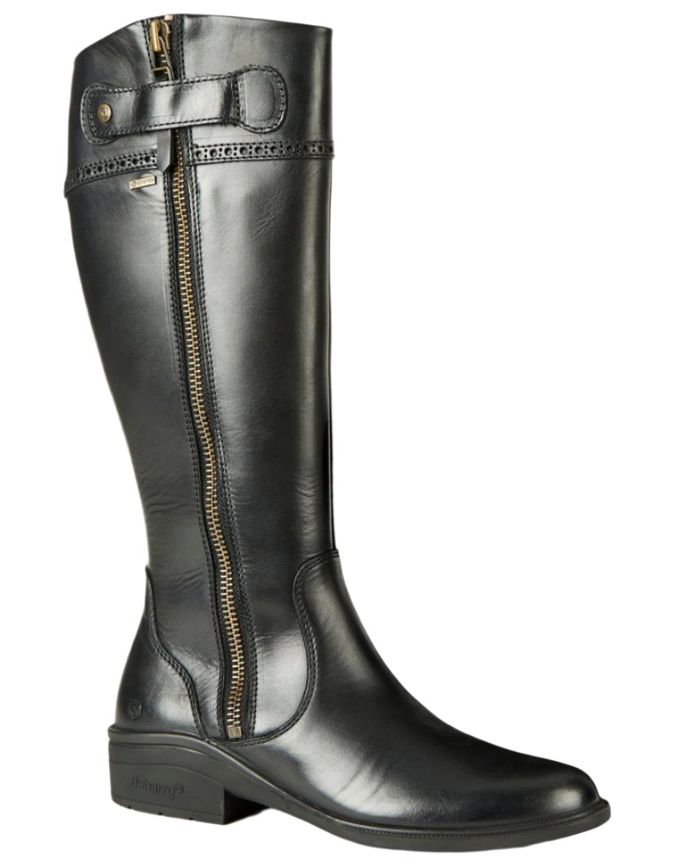 Black Coloured Dubarry Connemara Knee High Riding Boot On A White Background