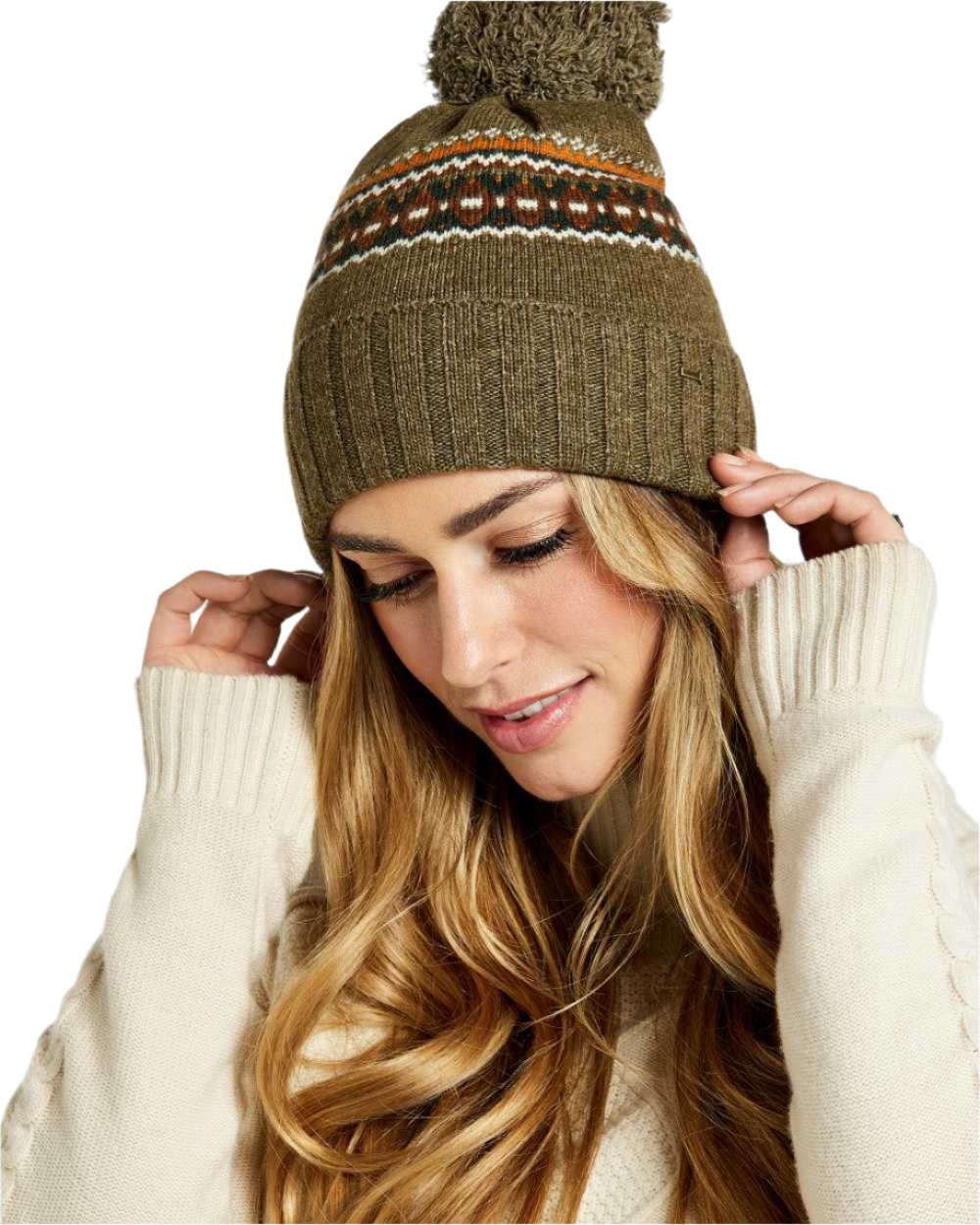 Dusky Green Coloured Dubarry Kilcormac Ladies Knitted Hat On A White Background