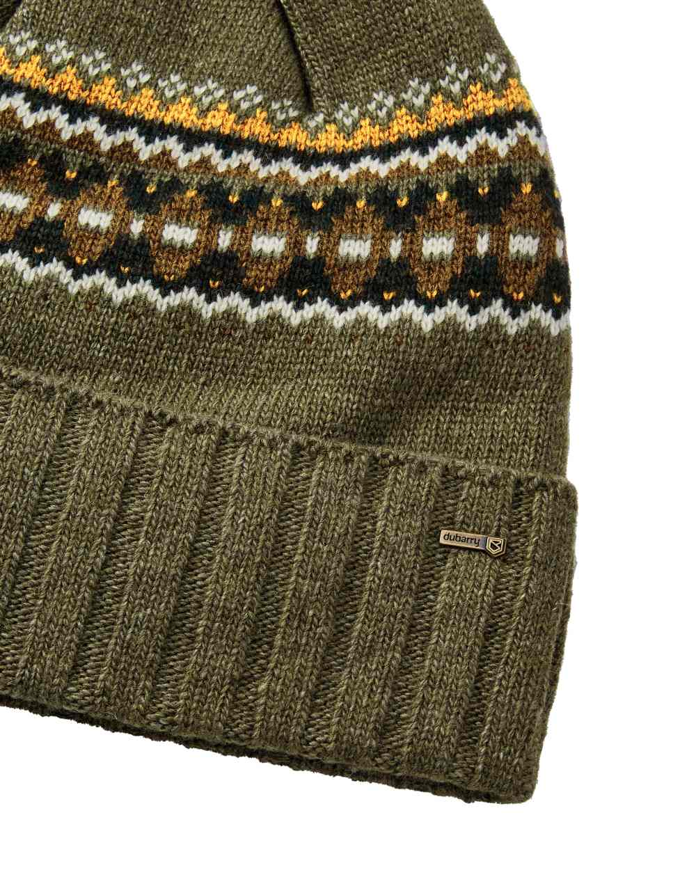 Dusky Green Coloured Dubarry Kilcormac Ladies Knitted Hat On A White Background