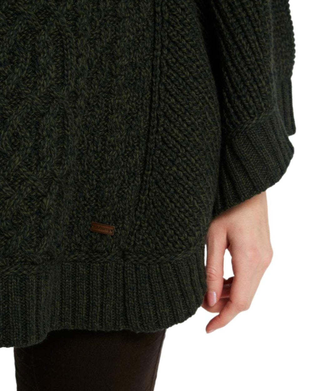 Olive Coloured Dubarry Womens Kilronan Merino Poncho On A White Background