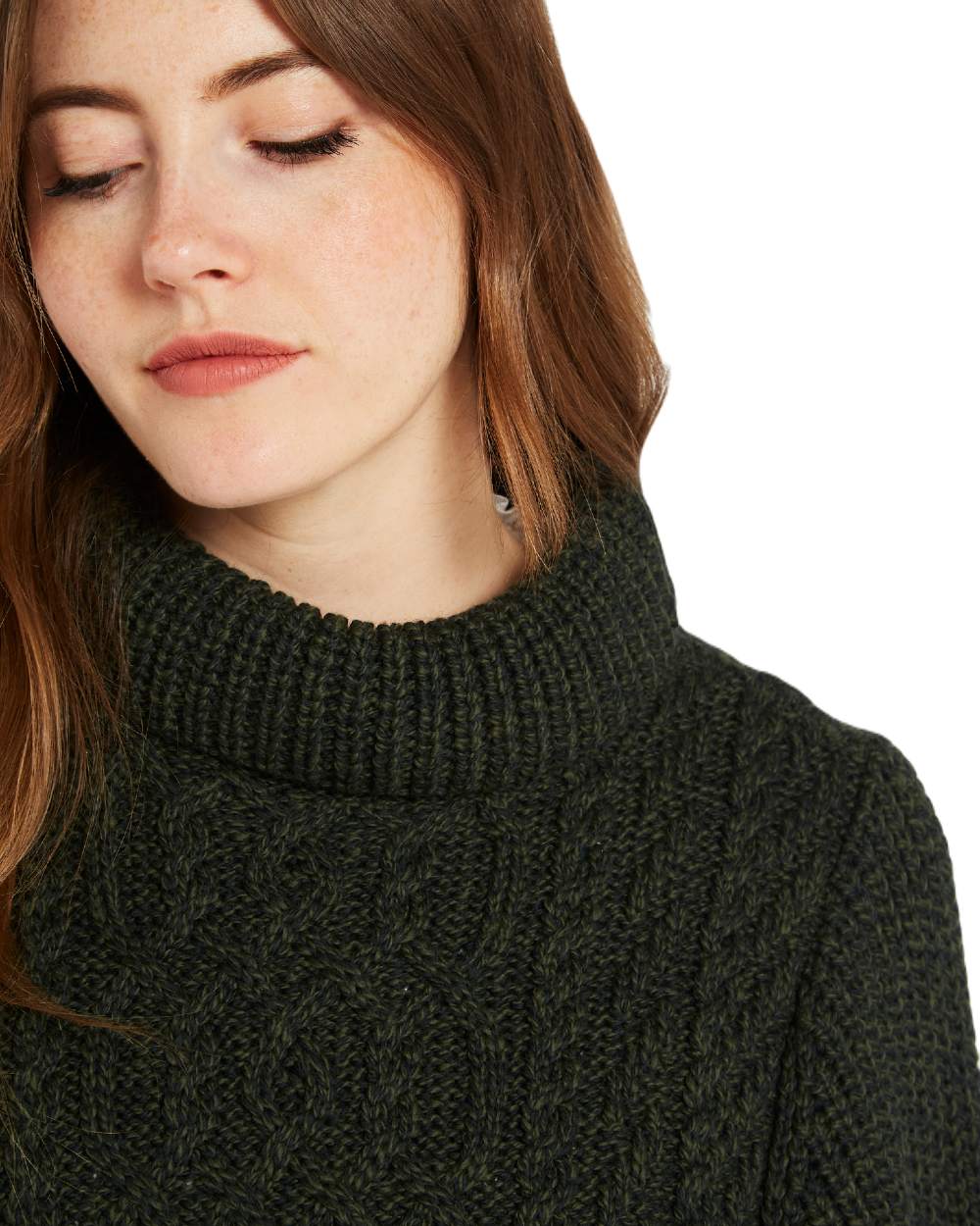Olive Coloured Dubarry Womens Kilronan Merino Poncho On A White Background