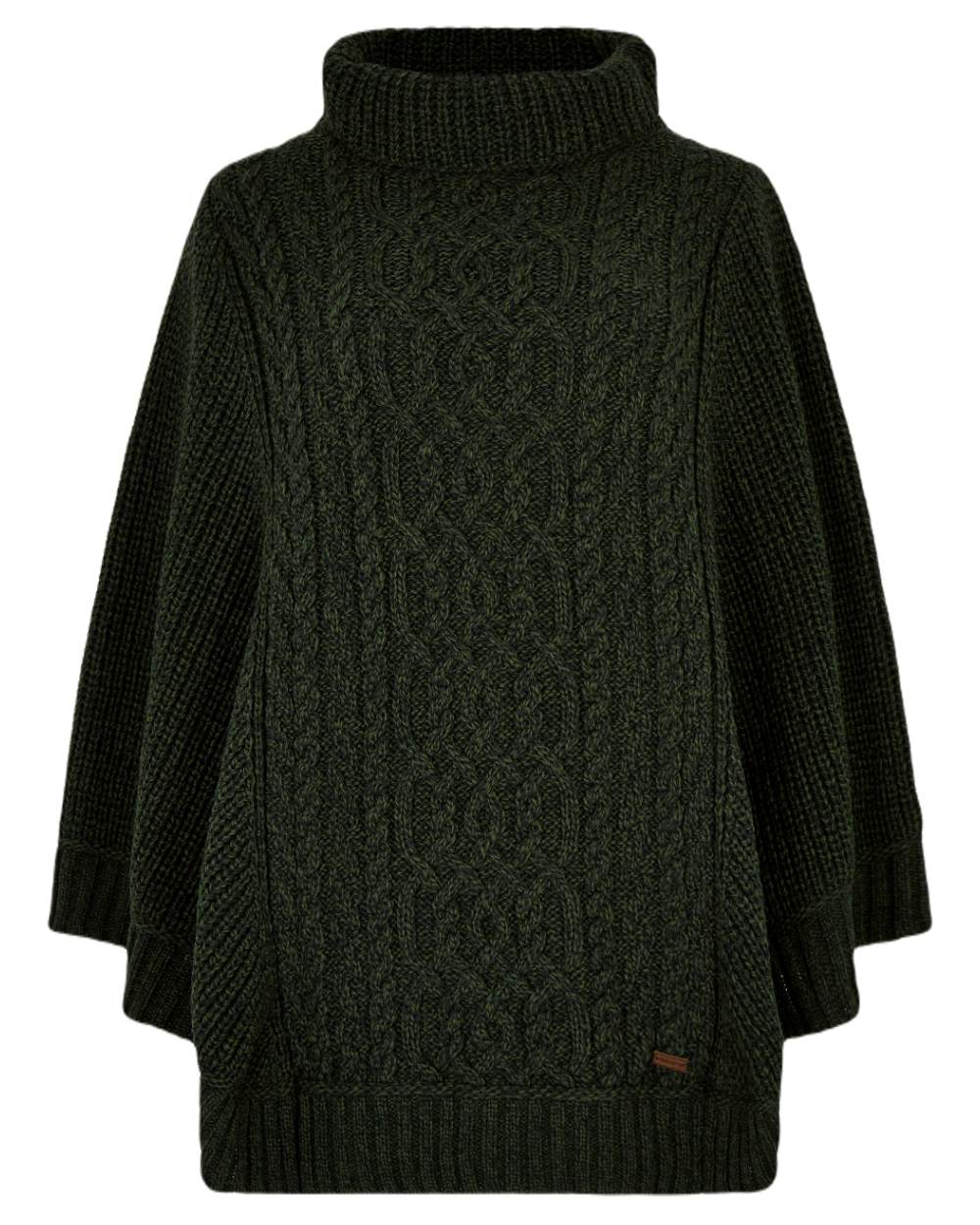 Olive Coloured Dubarry Womens Kilronan Merino Poncho On A White Background