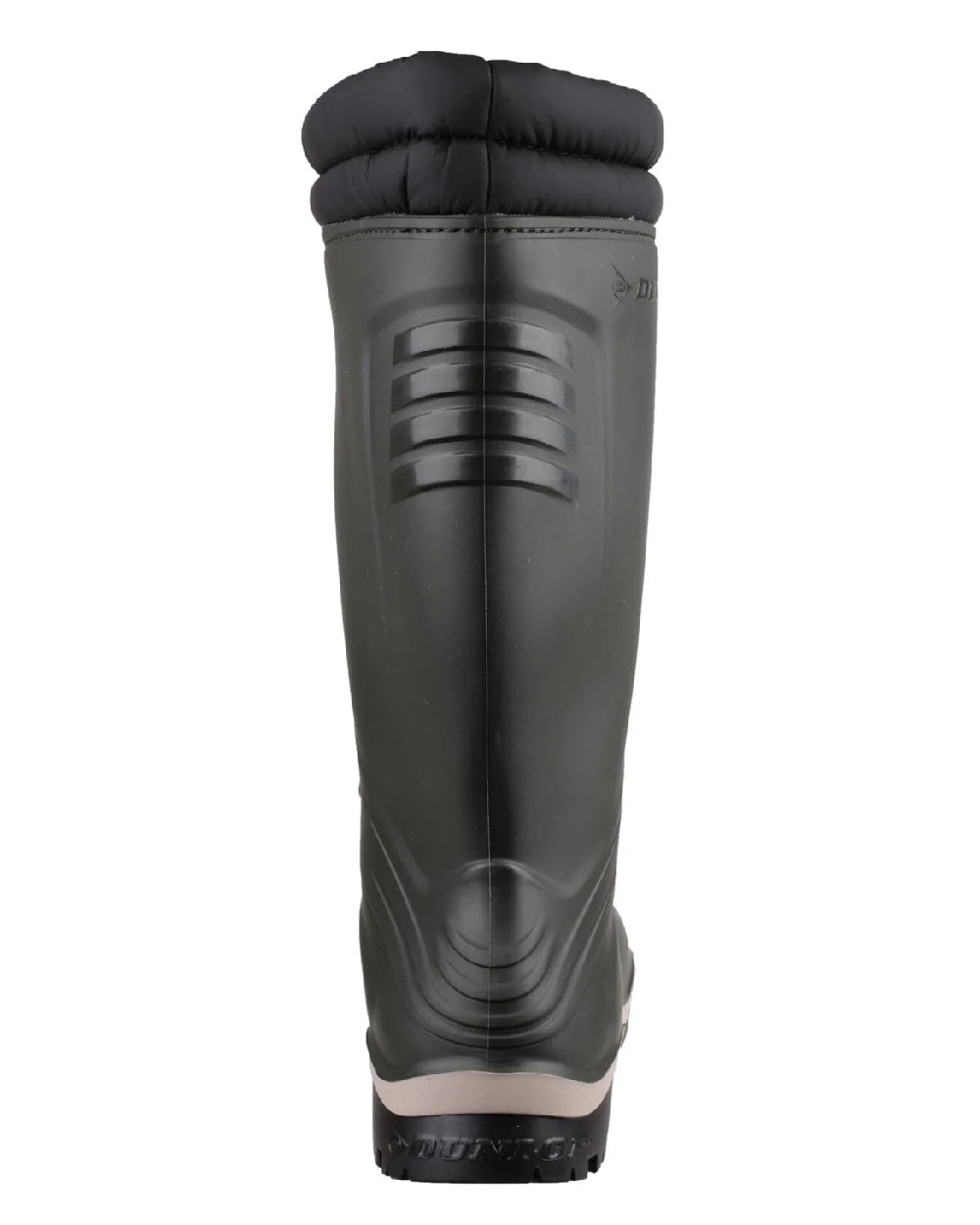 Green coloured Dunlop Blizzard Wellingtons on white background