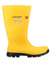 Yellow coloured Dunlop FieldPro Full Safety Wellingtons on white background #colour_yellow