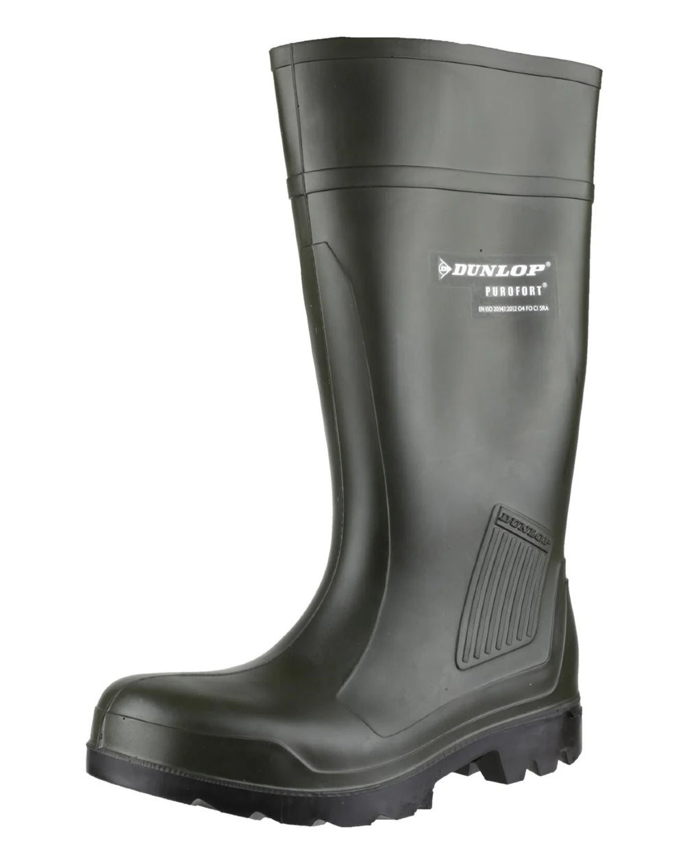 Green coloured Dunlop Purofort Professional Wellingtons - Non-Safety on white background