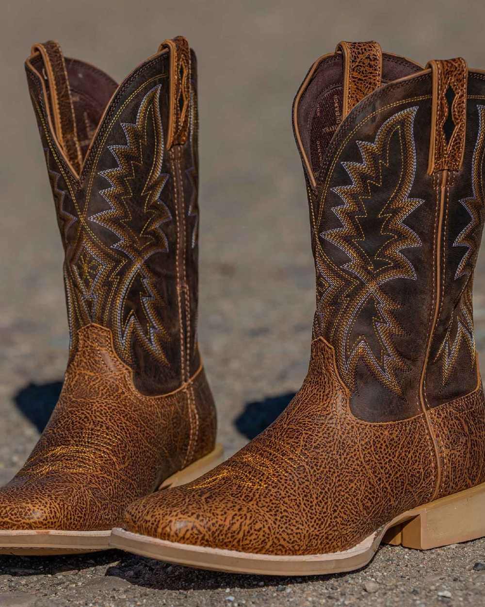 Rustic Tan Tobacco Coloured Durango Mens Rebel Pro Lite Western Wide Fit Boots on Outdoor Background