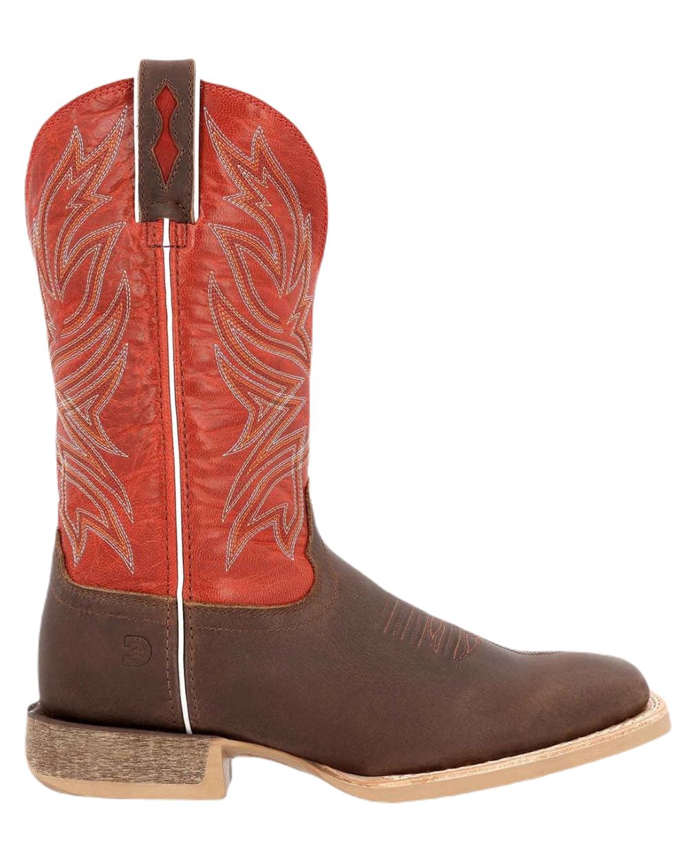 Worn Brown Chili Pepper Coloured Durango Mens Rebel Pro Western Unique Boots on White Background