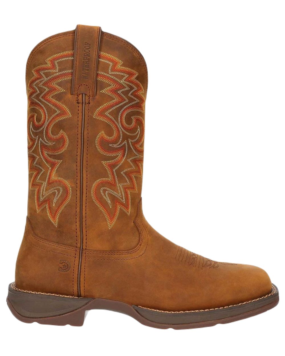Russet Coloured Durango Mens Rebel Waterproof Western Boots on White Background