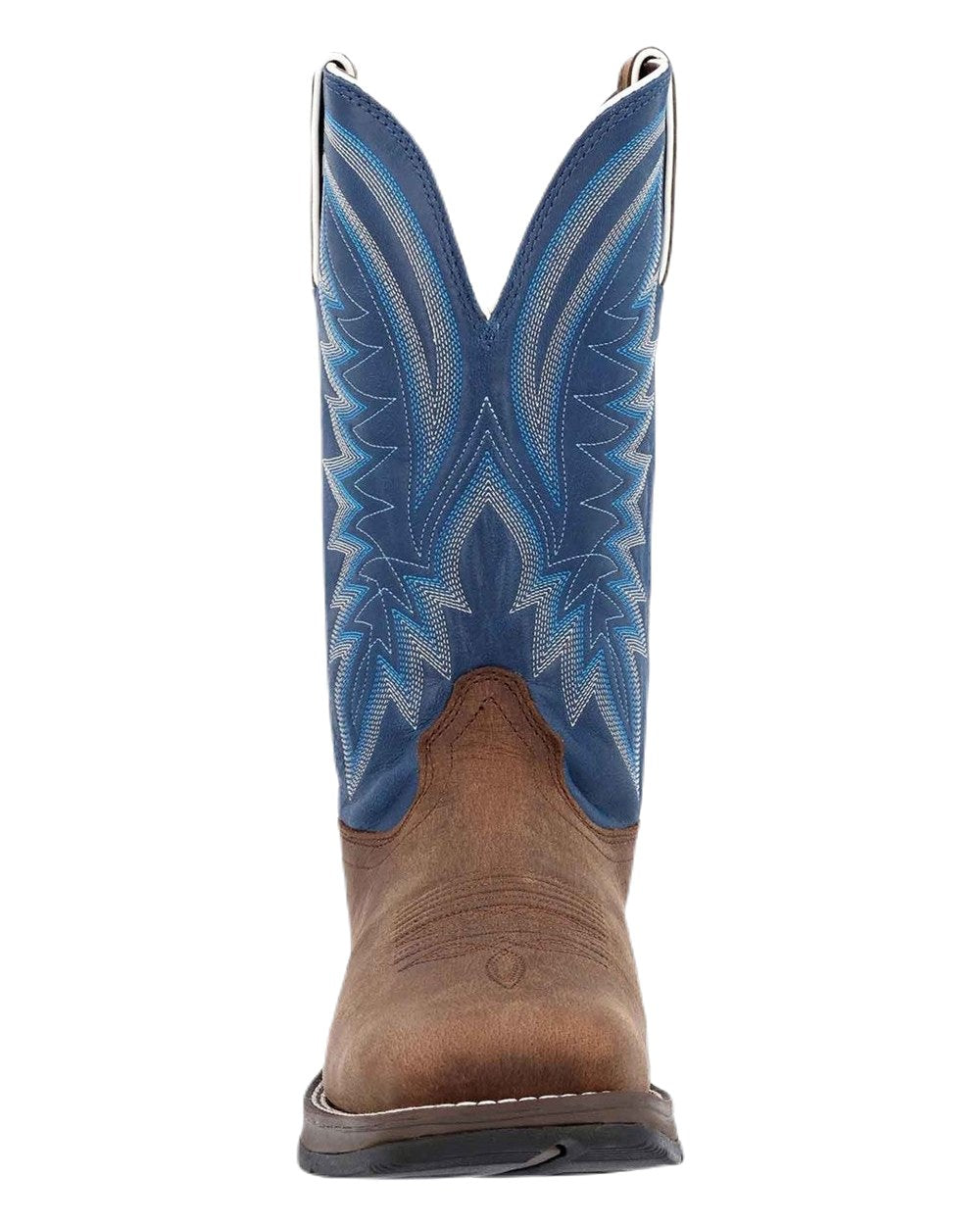Saddle Brown Denim Blue Coloured Durango Mens DDB0429 Rebel Western Boots on White Background