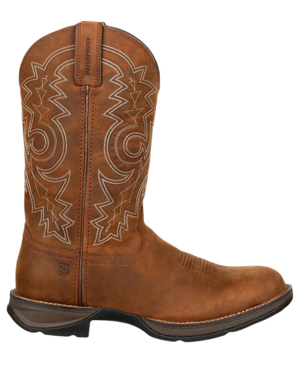 Coyote Brown Coloured Durango Mens 12" Waterproof Western Cowboy Boots on White Background